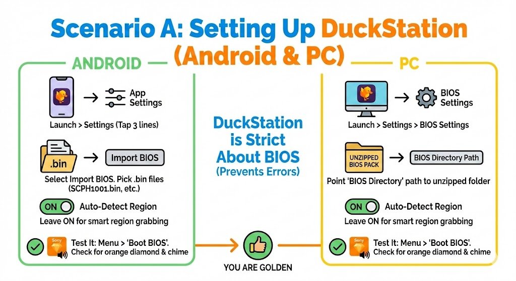 Scenario A: Setting Up DuckStation (Android & PC)