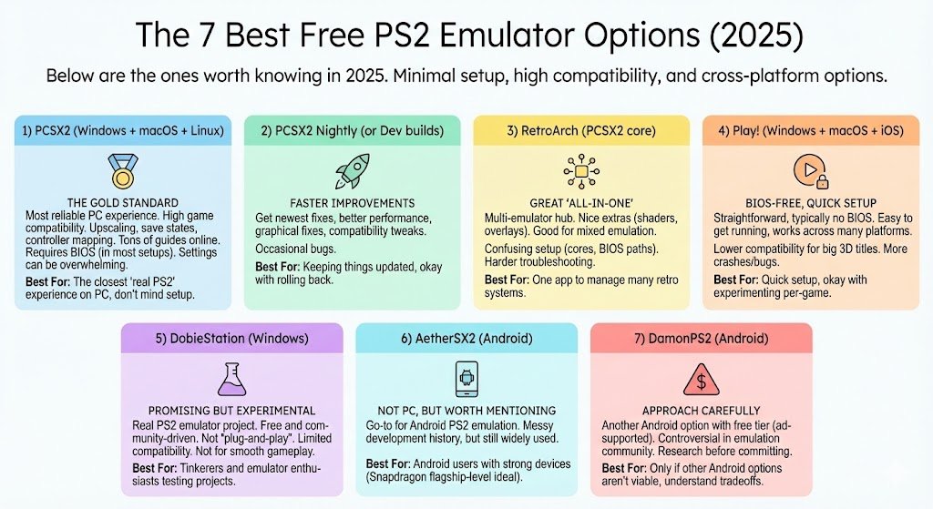 The 7 best free PS2 emulator options (Windows, Mac, iOS + a couple of “honorable mentions”)